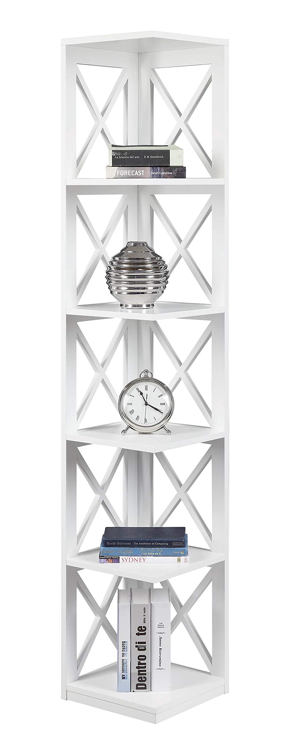Convenience Concepts Oxford 5 Tier Corner Bookcase, White