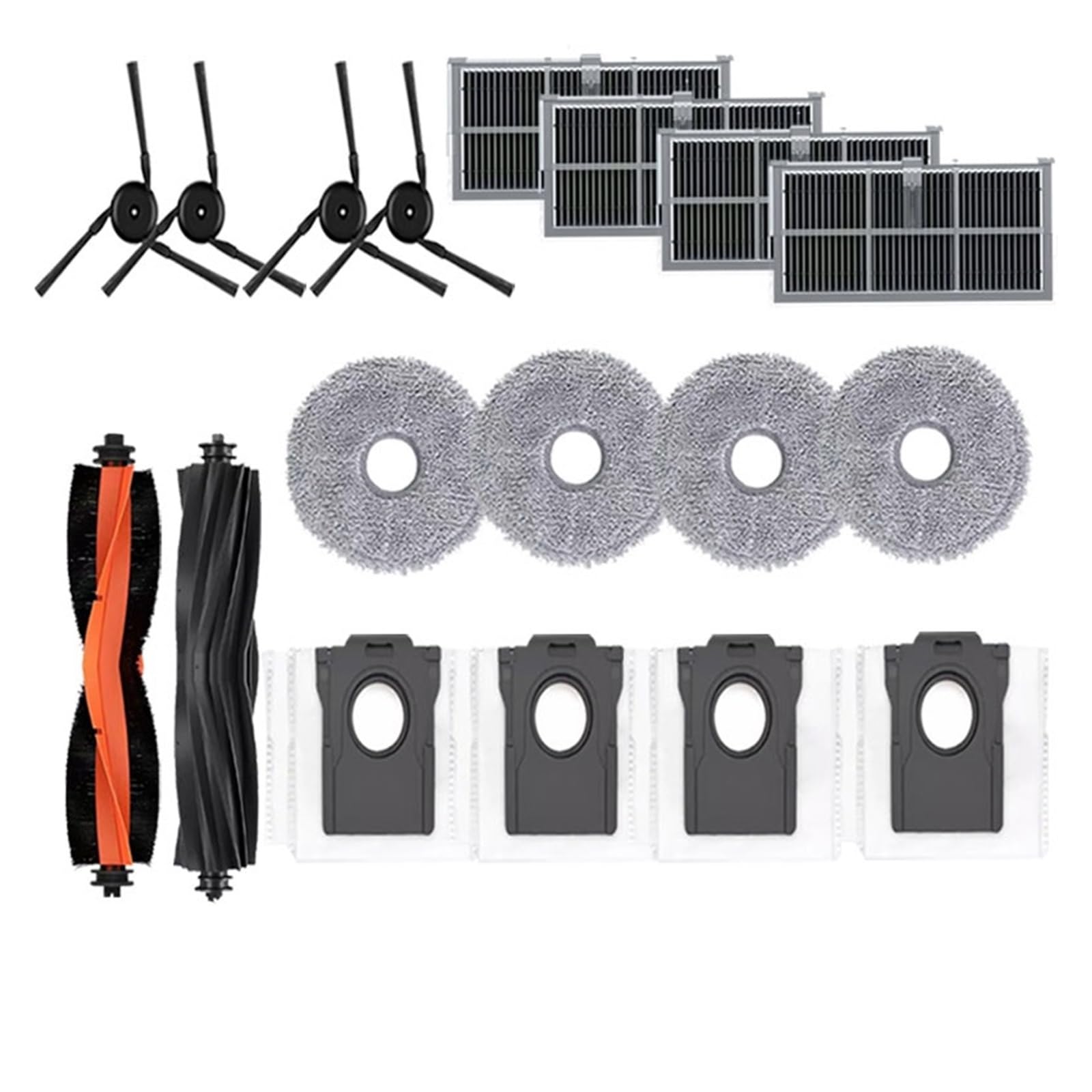 Kicici Accessories Compatible With Dreame L40 Ultra / X40 Ultra Robot Vacuum Spare Parts Main Side Brushes Mop Cloths HEPA Filters Dust Bags(Set5)