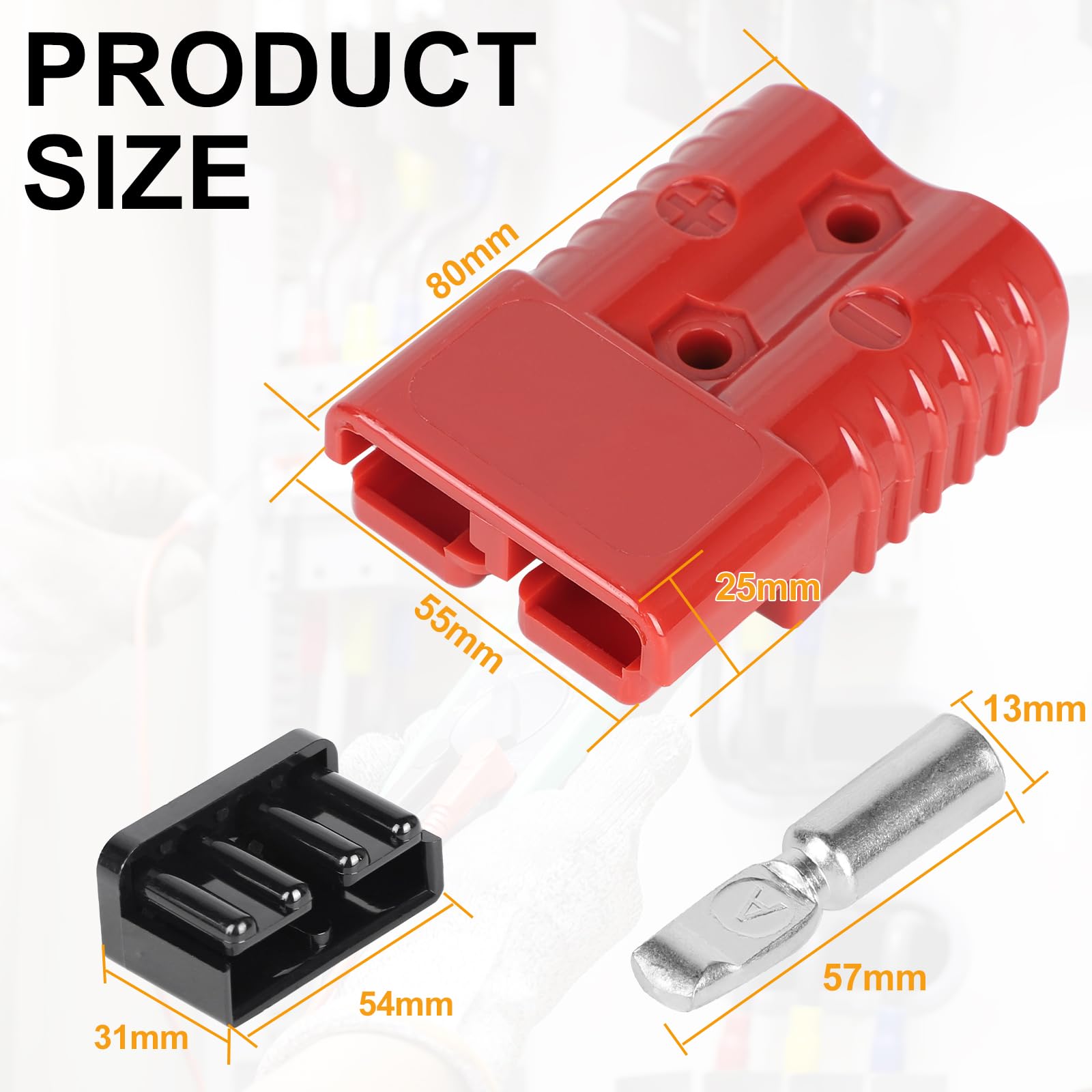 DBREAKS 4 Pezzi Batteria a Connessione Rapida, 175A Spina Cavo Terminale Batteria Alimentazione, Rosso Connettore di Batteria, Connettore Batteria a Connessione Rapida di Cablaggio per Auto