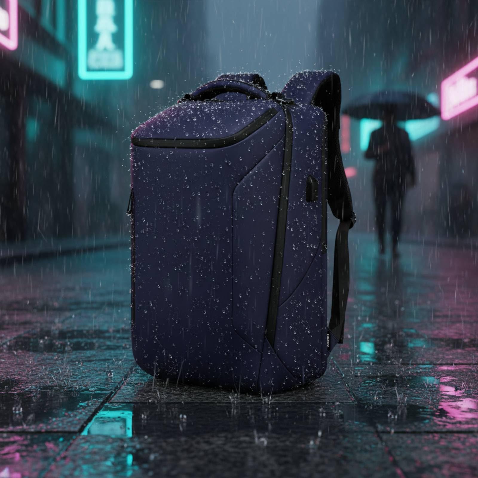 Amagogo Mochila para Portátil Mochila de Negocios Mochila Ejecutiva Bolsa para Compartimento Acolchado y Puerto USB Adecuada para Oficina Desplazamientos, Negro, Negro, 19