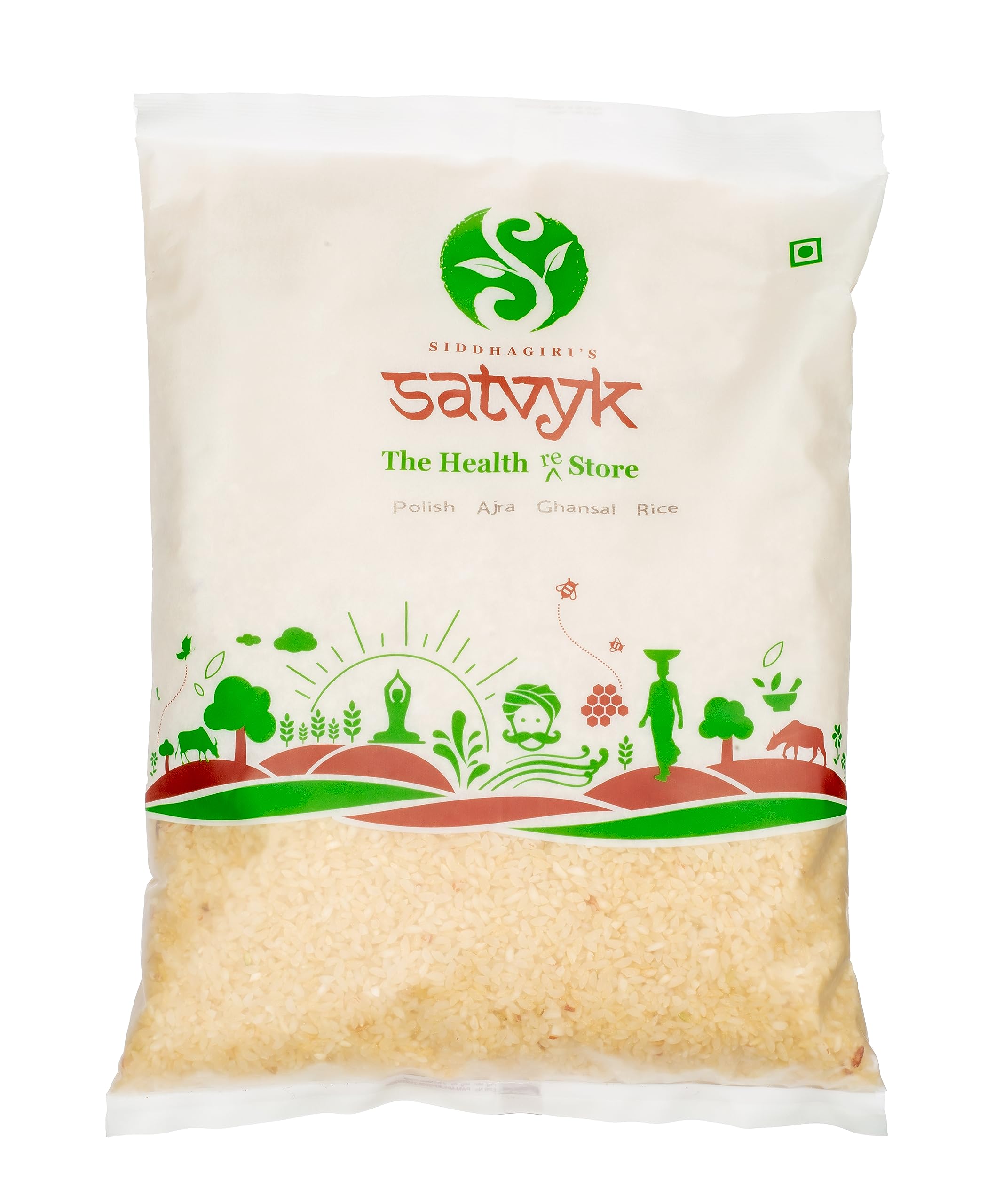 S Siddhagiri's SATVYK THE HEALTH re STORE Ajara Ghansal White Rice (1kg) - Handpounded | Traditionally Milled | Gluten Free Ghansal Rice Loose | Suitable for Daily Cooking | Aged Rice