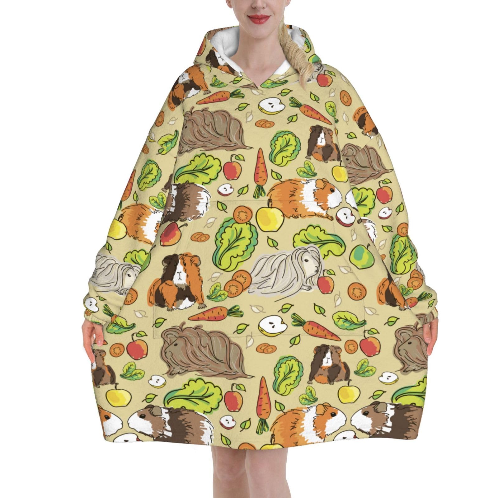 Funny Guinea Pigs Blanket Hoodies For Women And Men Adult Oversize Wearable Blanket Hoodies For Soft And Warm