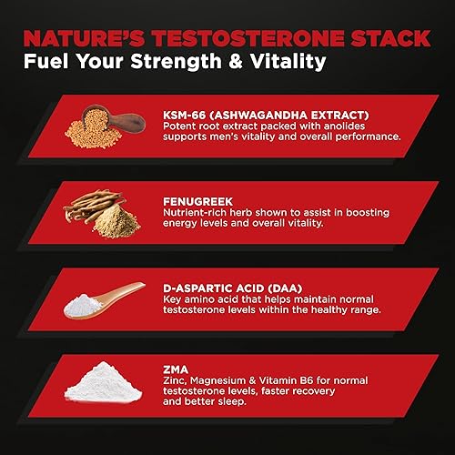 Miniatura 5 de Leading Edge Health Testosil - Suplemento de testosterona para hombres - 120 cápsulas de refuerzo de testosterona con Ashwagandha, fenogreco y ácido