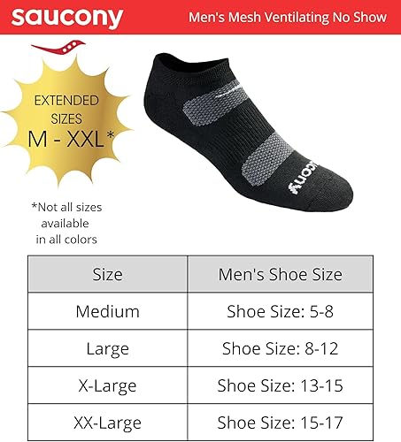 Vista 3 de Saucony Calcetines invisibles de malla para hombre, con ventilación y ajuste cómodo
