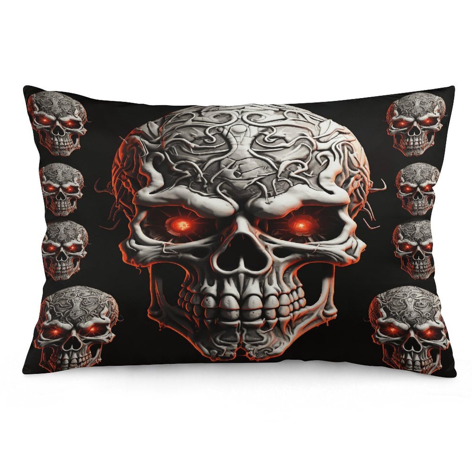 Evil Skull Throw Pillow Cover Soft Pillow Case Decorative Lumbar Pillow Cover Cozy Throw Pillowcase Polyester Rectangular Cushion Case Decor for Couch Sofa Bed