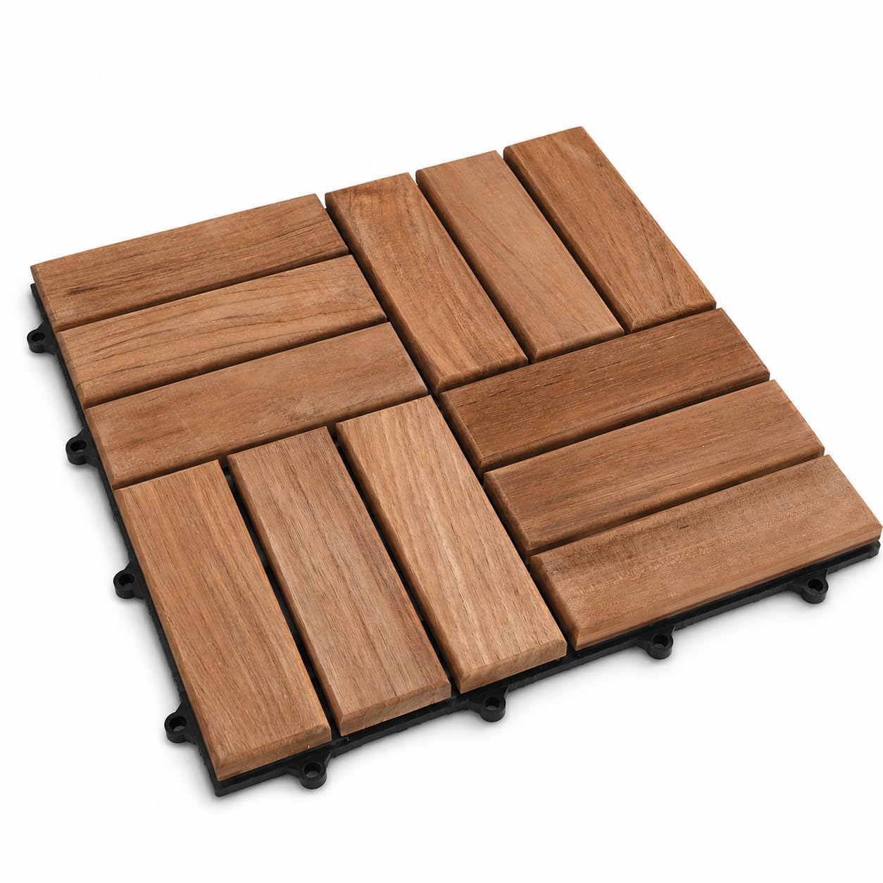 DIVERO Teakholz Bodenplatten 1m² Holzfliesen 30x30 cm Klick-System für Terrasse Balkon Sauna Bad wetterbeständig Terrassenfliesen Bodenbelag