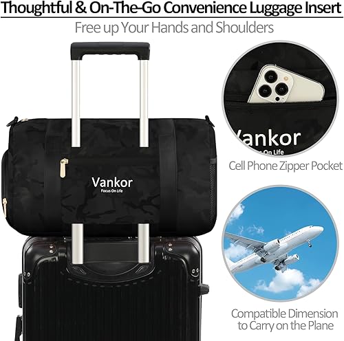 Miniatura 6 de Bolsa de gimnasio para mujer con compartimento para zapatos, impermeable, bolsa de lona deportiva para viajes, fin de semana, llevar en la playa,