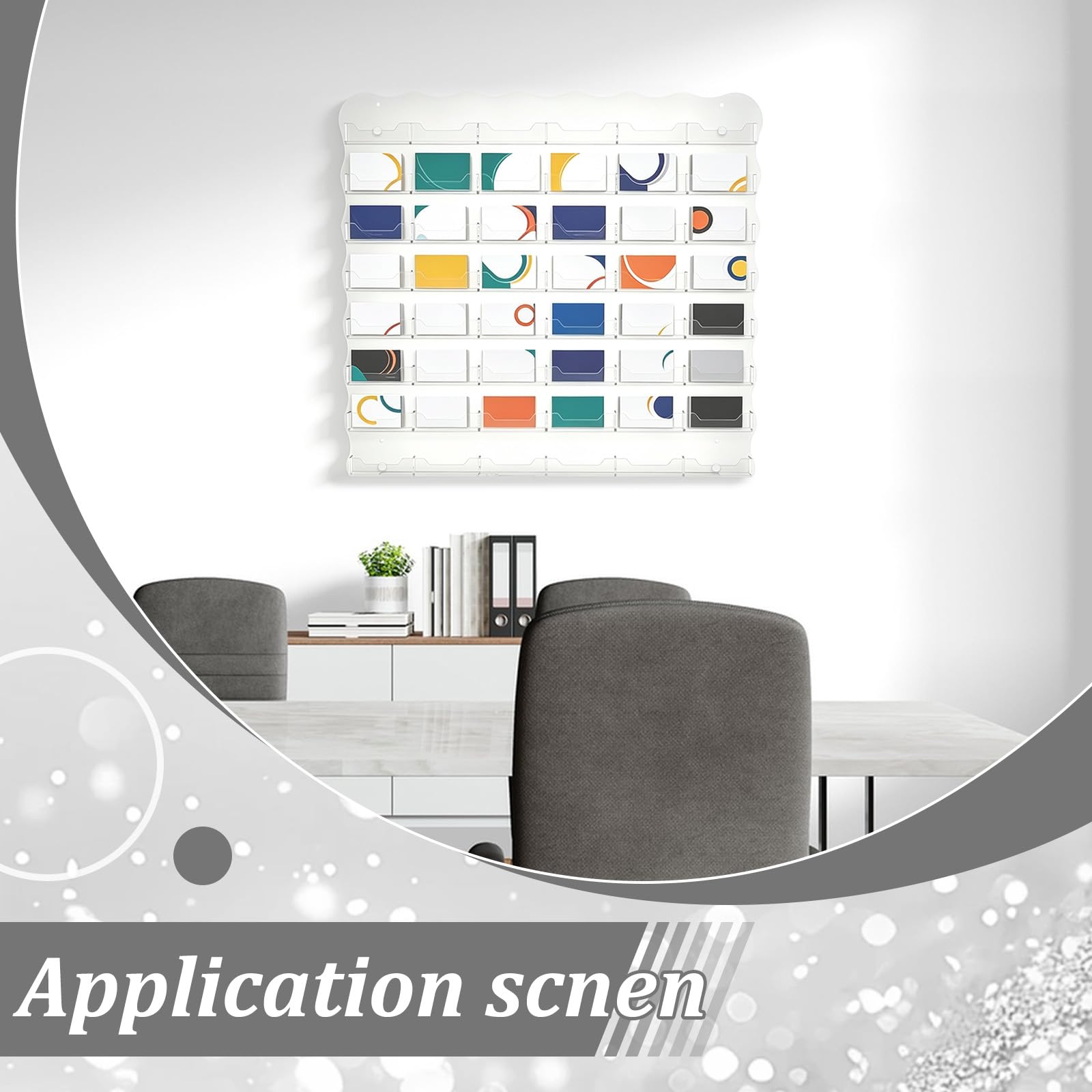 Expositor de pared de acrílico con 1 bolsillos (48 piezas) para tarjetas de visita, colgante de 9 x 6,5 cm, expositor de almacenamiento preperforado para comercialización en casa en la