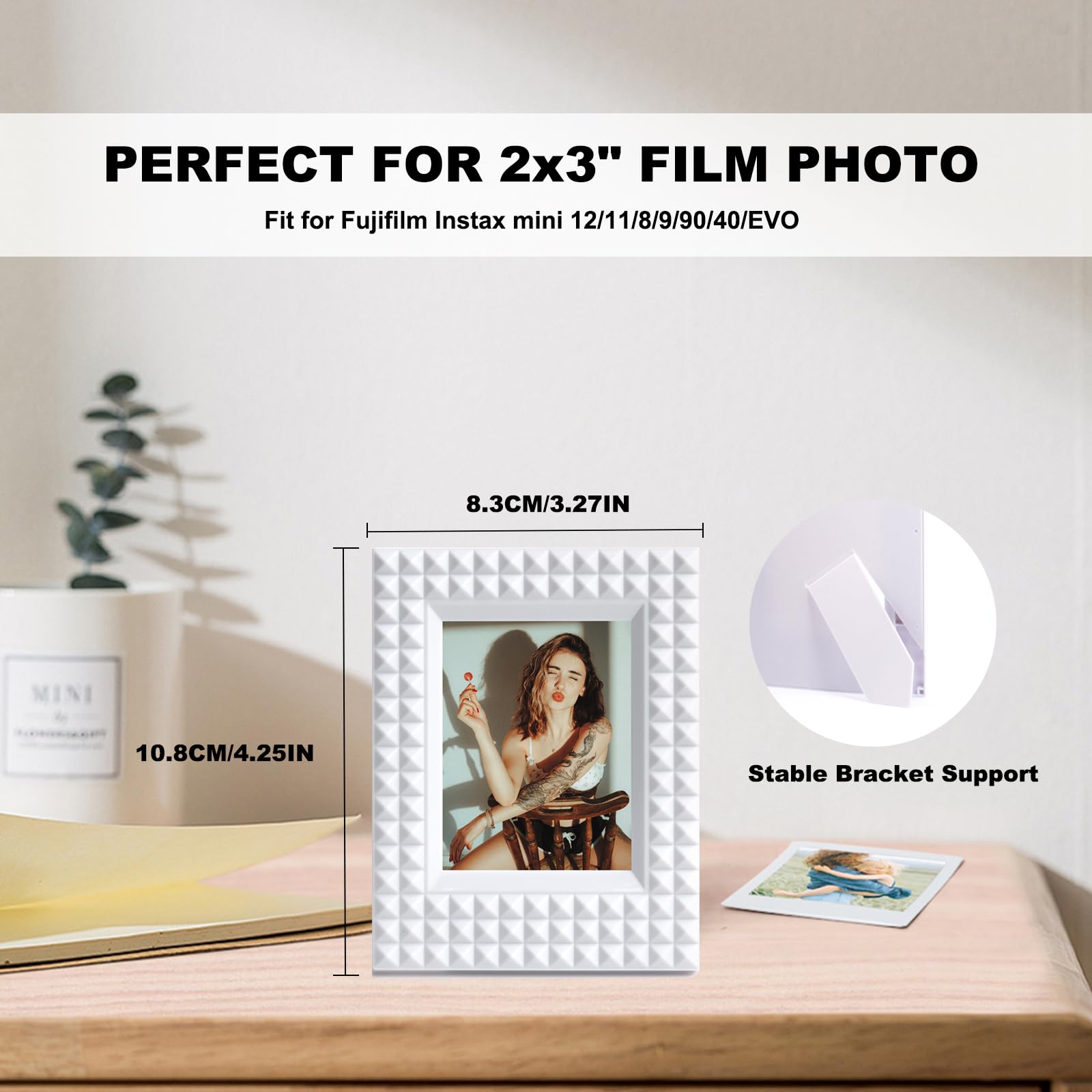 10pcs Desktop Photo Frame 3inch Mini Picture Frames Fit for Fujifilm Instax mini 12/11/8/9/90/40/EVO,for Polaroid 3" Film Photo (5 Black+5 White) - Image 4
