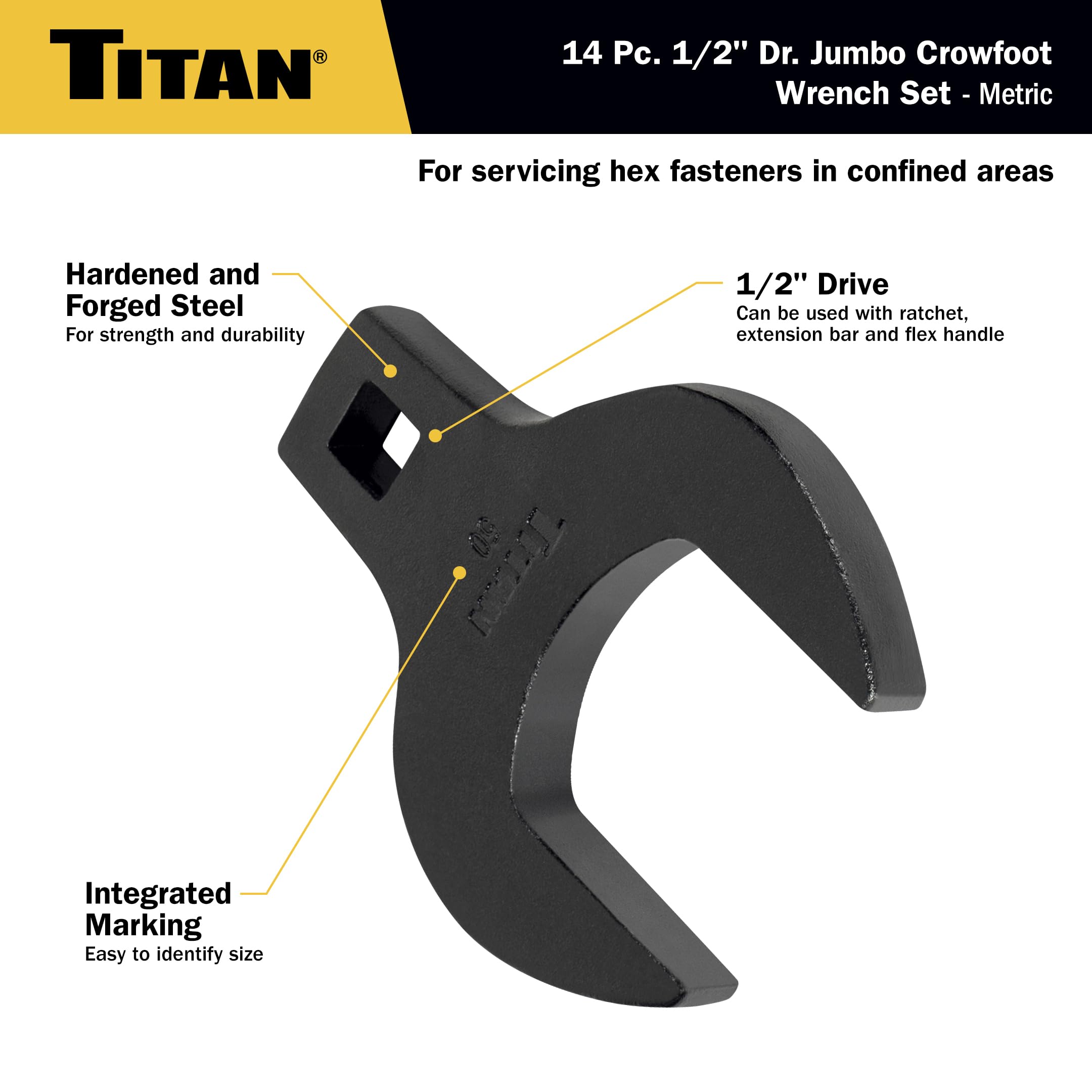 V8 Tools 7814 14-Piece 1/2 In. Drive SAE Jumbo Crowfoot Wrench Set - Foto 4