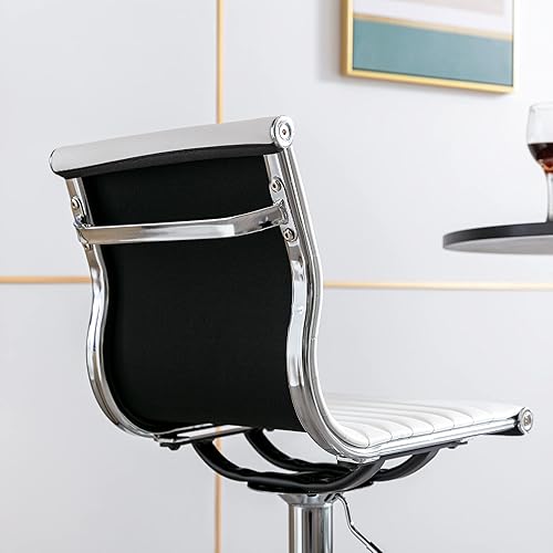 Miniatura 6 de chairus Juego de 2 taburetes de bar giratorios modernos, taburetes de bar ajustables con altura de mostrador, taburetes de piel sintética sin brazos