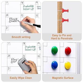 Amazon.com : Comix Dry Erase Calendar Whiteboard Corkboard