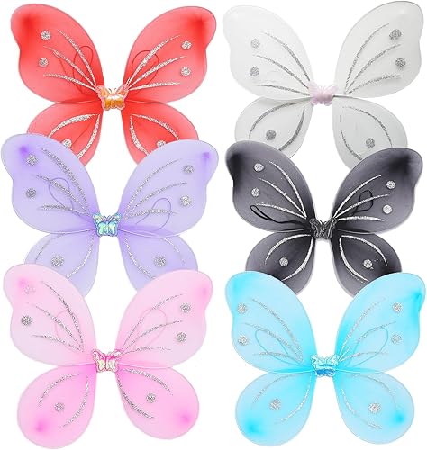 6 alas de hada para niñas, alas de mariposa para disfraces de hadas, alas de ángel, disfraces de princesa para Halloween
