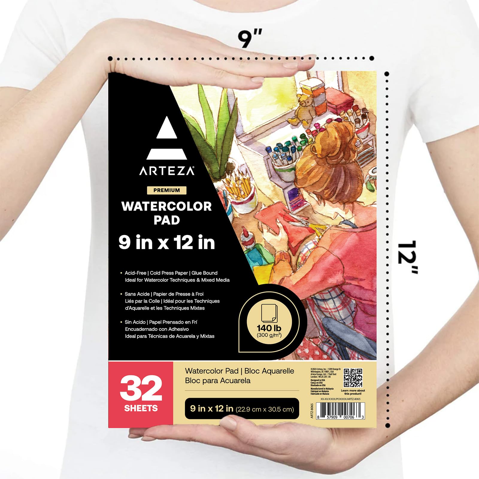 Arteza Cuadernos de acuarela, 9x12 (22,9x30,5 cm), pack 2 diarios tapa Arteza Cuadernos de acuarela, 9x12 (22,9x30,5 cm), pack 2 diarios tapa