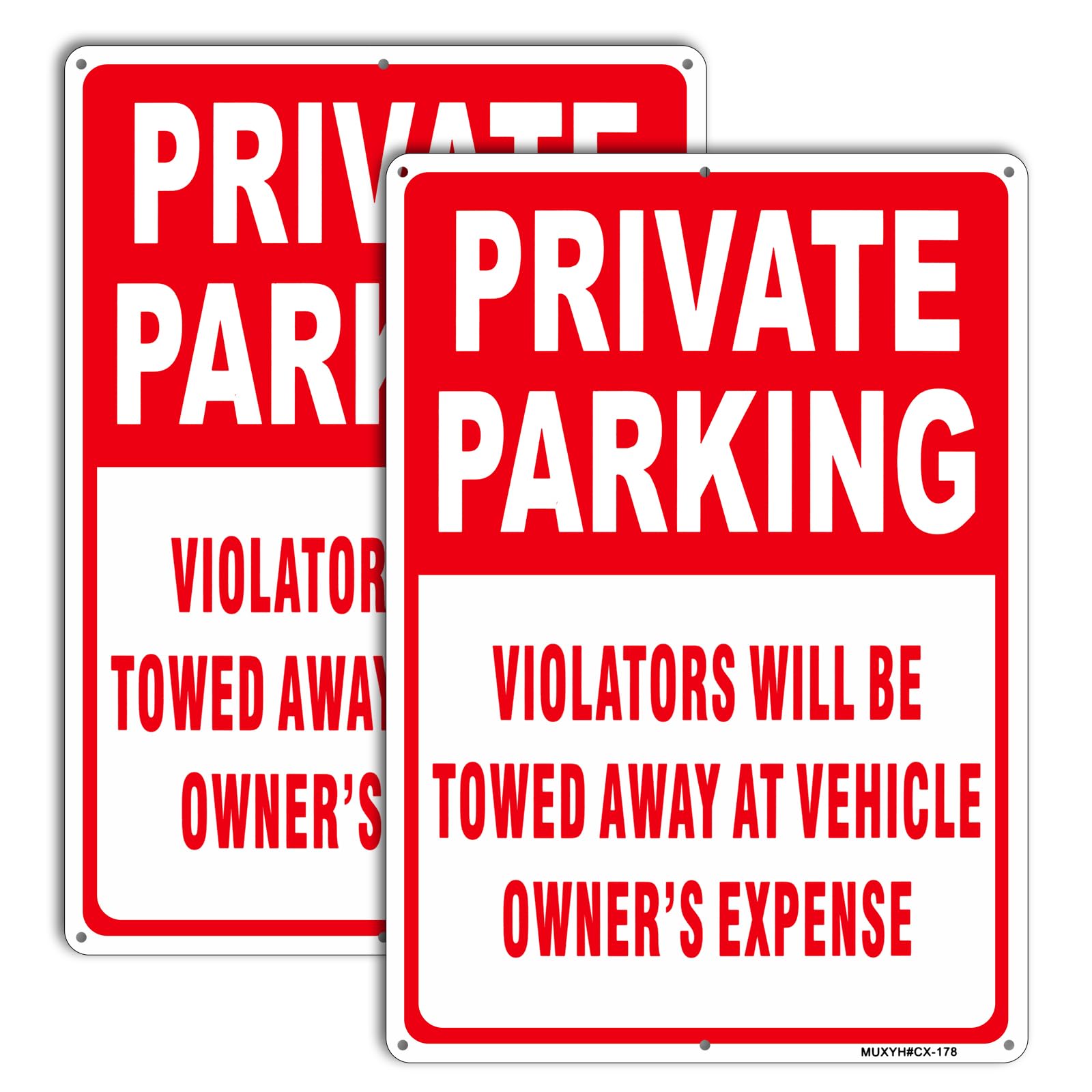 Pack Private Parking Sign, Violators Will Be Towed Away at Vehicle Owner's Expense Sign, 14" x 10" .40 Rust Free Aluminum Reflective, UV Protected,