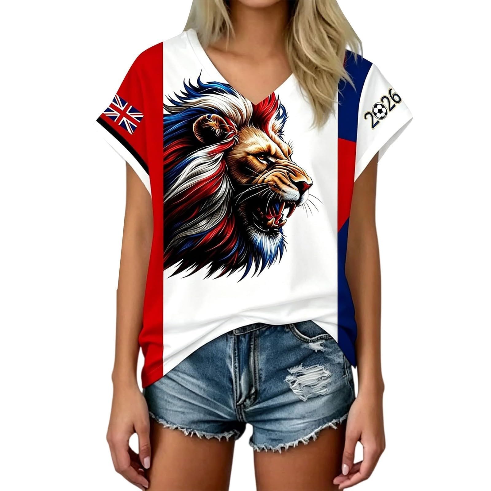Scotland Football Shirt Womens 2026 Scotland World Cup Merchandise Women’s Football T-Shirt Jersey Breathable Soccer Tshirt V-Neck Top Tee Shirts Gift for Footballs Fans Supporters 2026