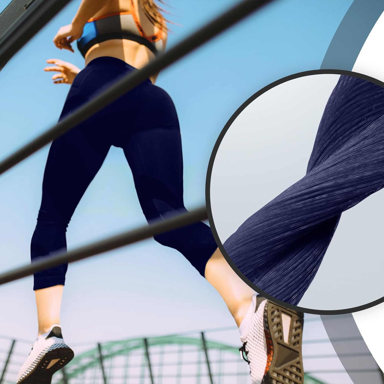 Leggings for Women, Upgraded High Waist Capri Yoga Leggings Workout Running Tummy with Pockets for Women - Image 2