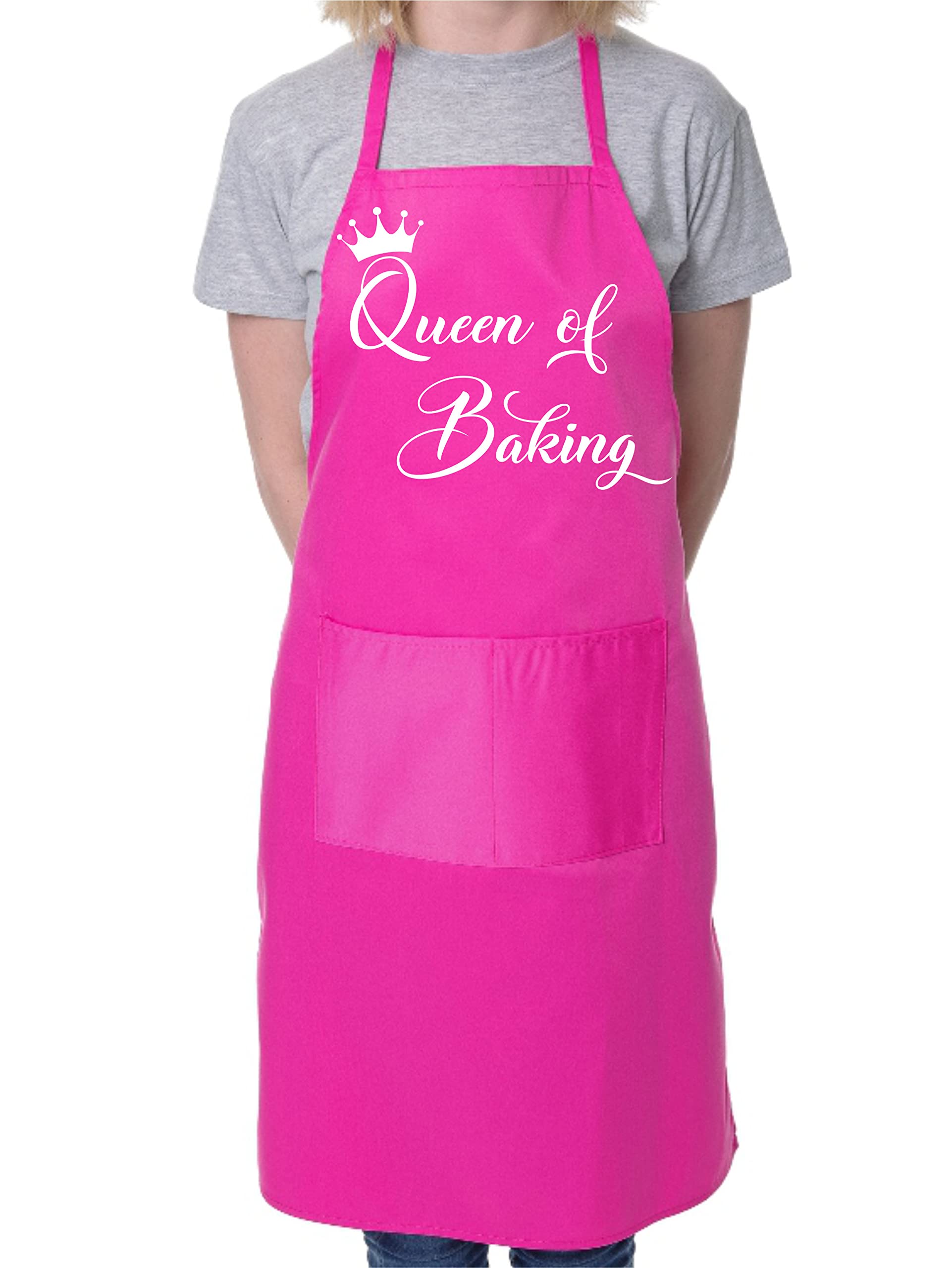 Print4U Queen of Baking Mother's Day Novelty Cooking Bakers Ladies Apron Pink