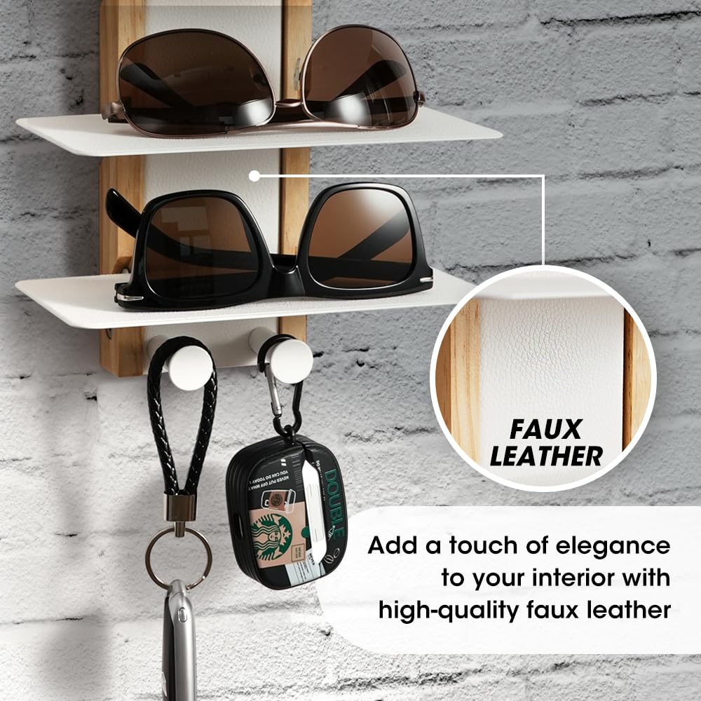 J JACKCUBE DESIGN Sonnenbrillen-Aufbewahrungs-Organizer, Wandmontage, für 6 Brillen, zum Aufhängen von Brillen mit Metallhaken (weiß) - MK1030B