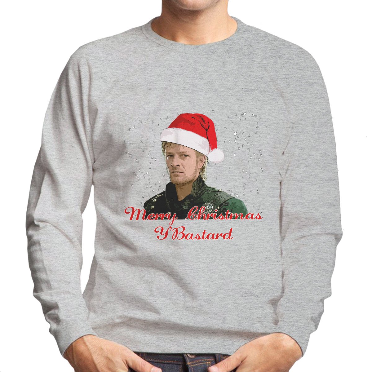 Cloud City 7 Men's Heather Grey Sharpe Merry Christmas Bastard Sean Bean Sweatshirt