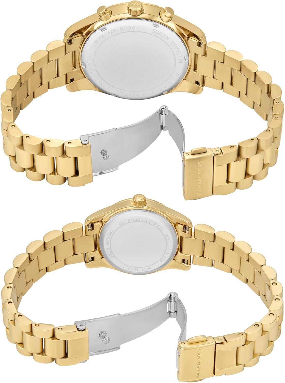 Буцах view of Michael Kors Lexington watches showing the stainless steel band and clasp