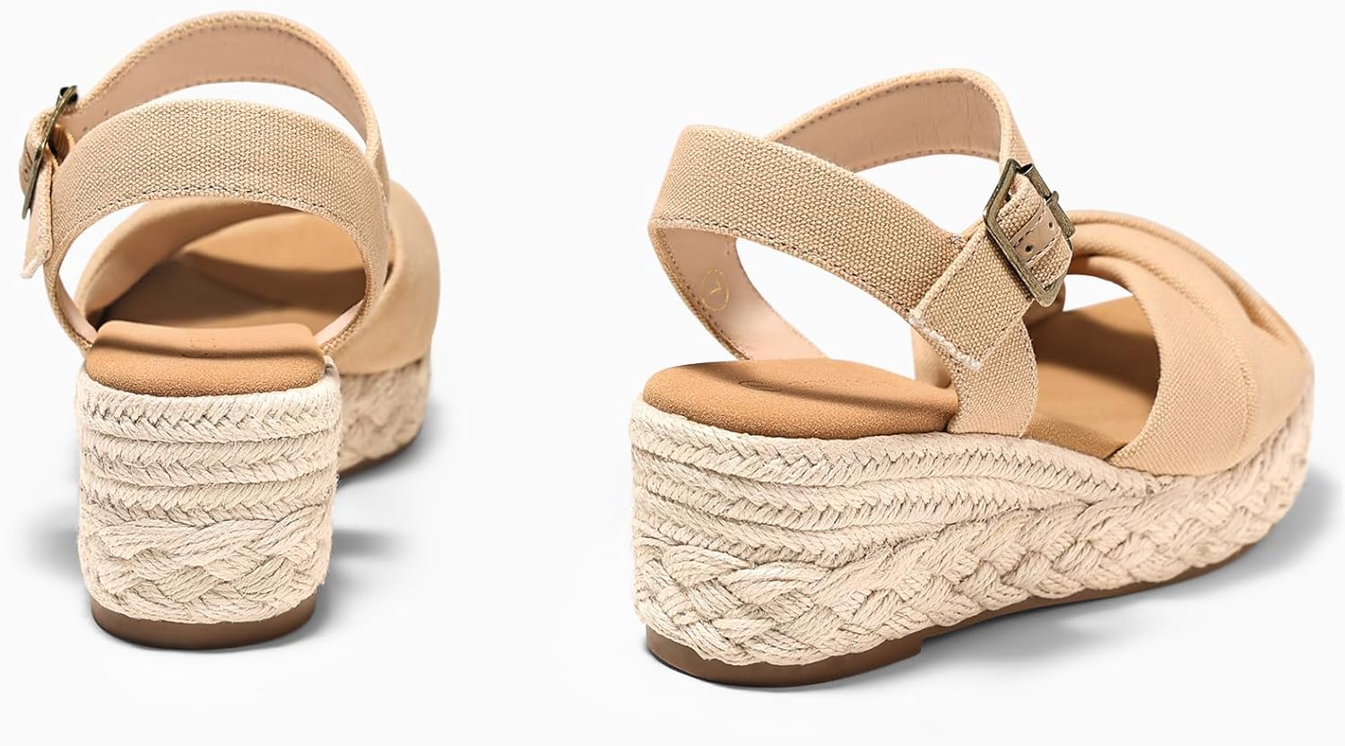 Coutgo Womens Platform Wedge Heels Sandals Espadrilles Open Toe Ankle Strap Twist Canvas Summer Beach Shoes - Image 5