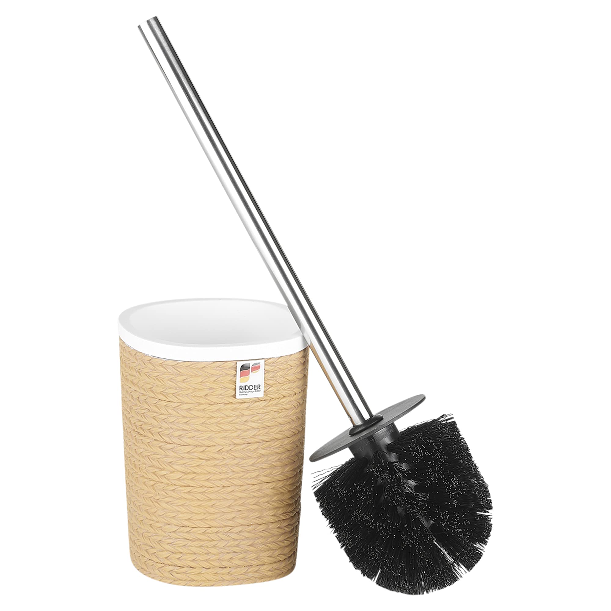 URBNLIVING 4pc Brown Rope Wrap Ceramic Bathroom Accessory Dispenser Toilet Brush Set (Toilet Brush)