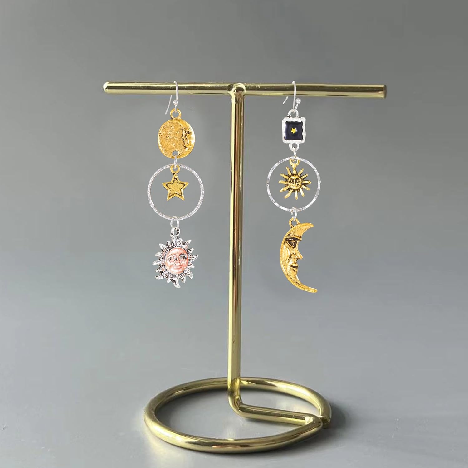 Boho Sun Moon Star Earrings for Women Vintage Asymmetric Celestial Dangle Drop Earrings Party Jewelry - Image 7