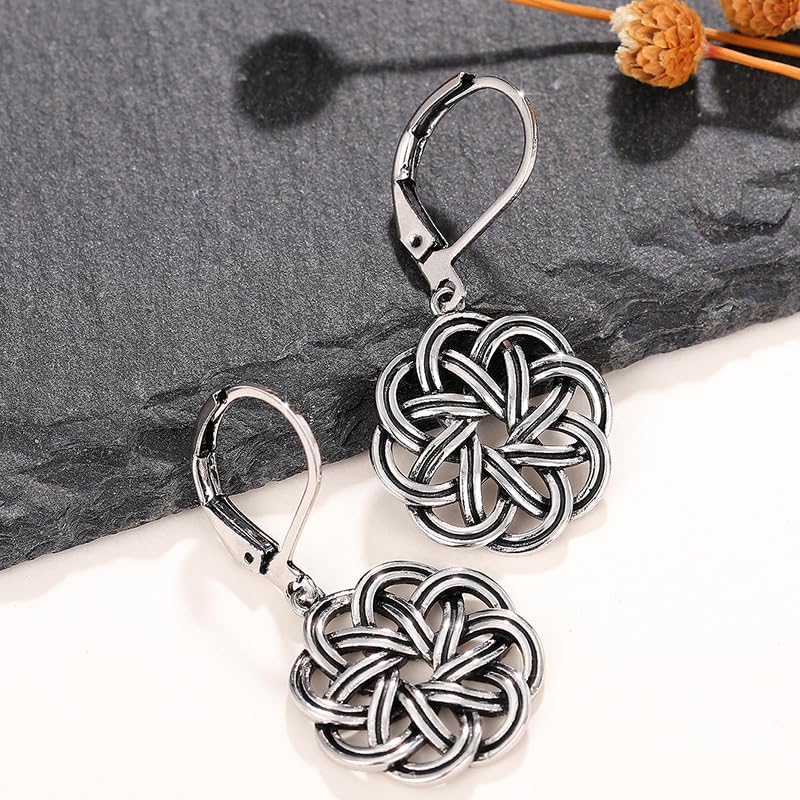 Celtic Earrings for Women Silver Leverback Filigree Earrings Trendy Celtic Knot Earrings Flower of Life Teardrop Earrings Lightweight Heart Knot Dangle Earrings Vintage Trendy Jewelry - Image 6