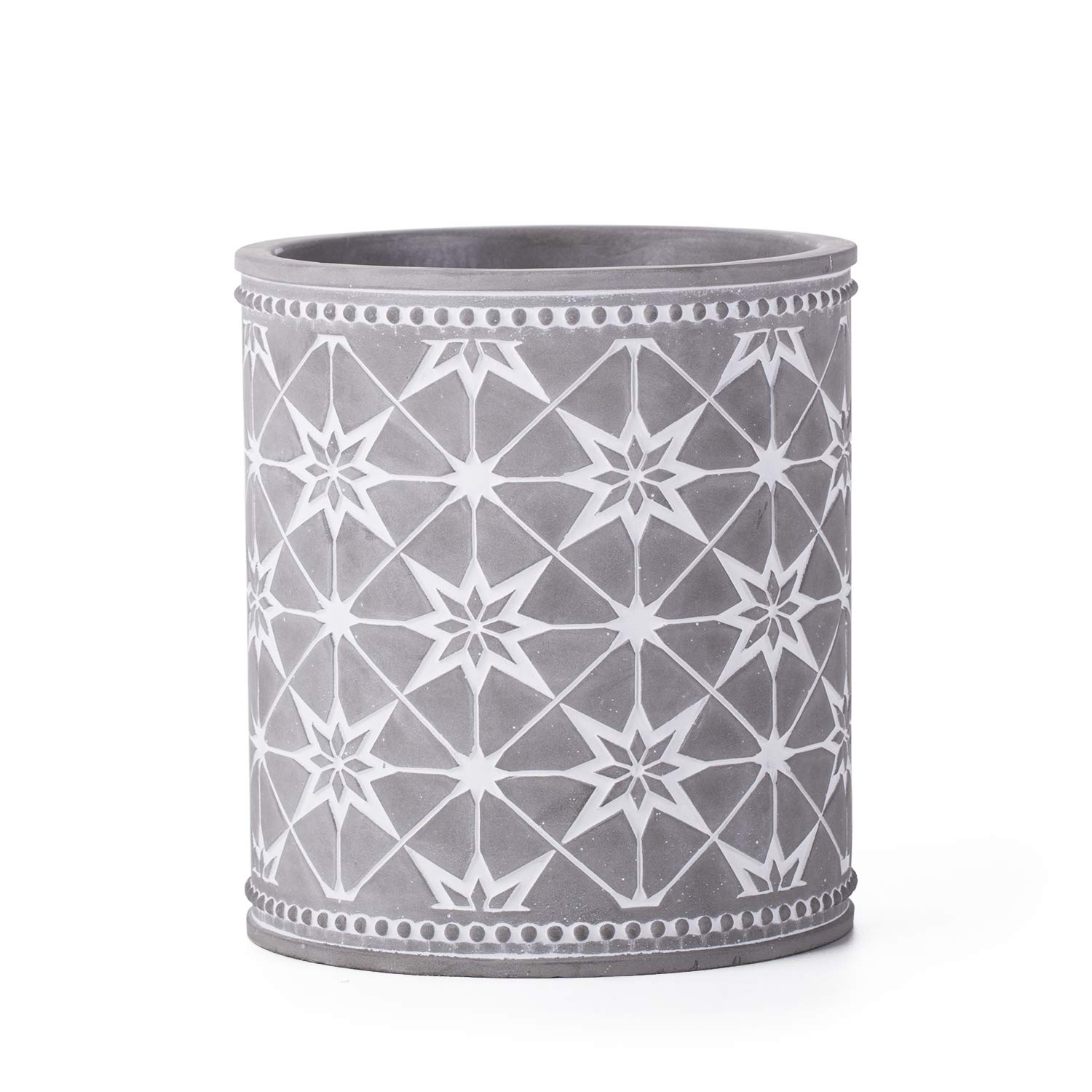 Kitchen Cooking Utensil Holders | Fine Embossed Cement Utensils Crock | Cement Utensil Container Kitchenware Flatware Organizer - Farmhouse Decor Utensils Caddy (Anise Star Pattern)