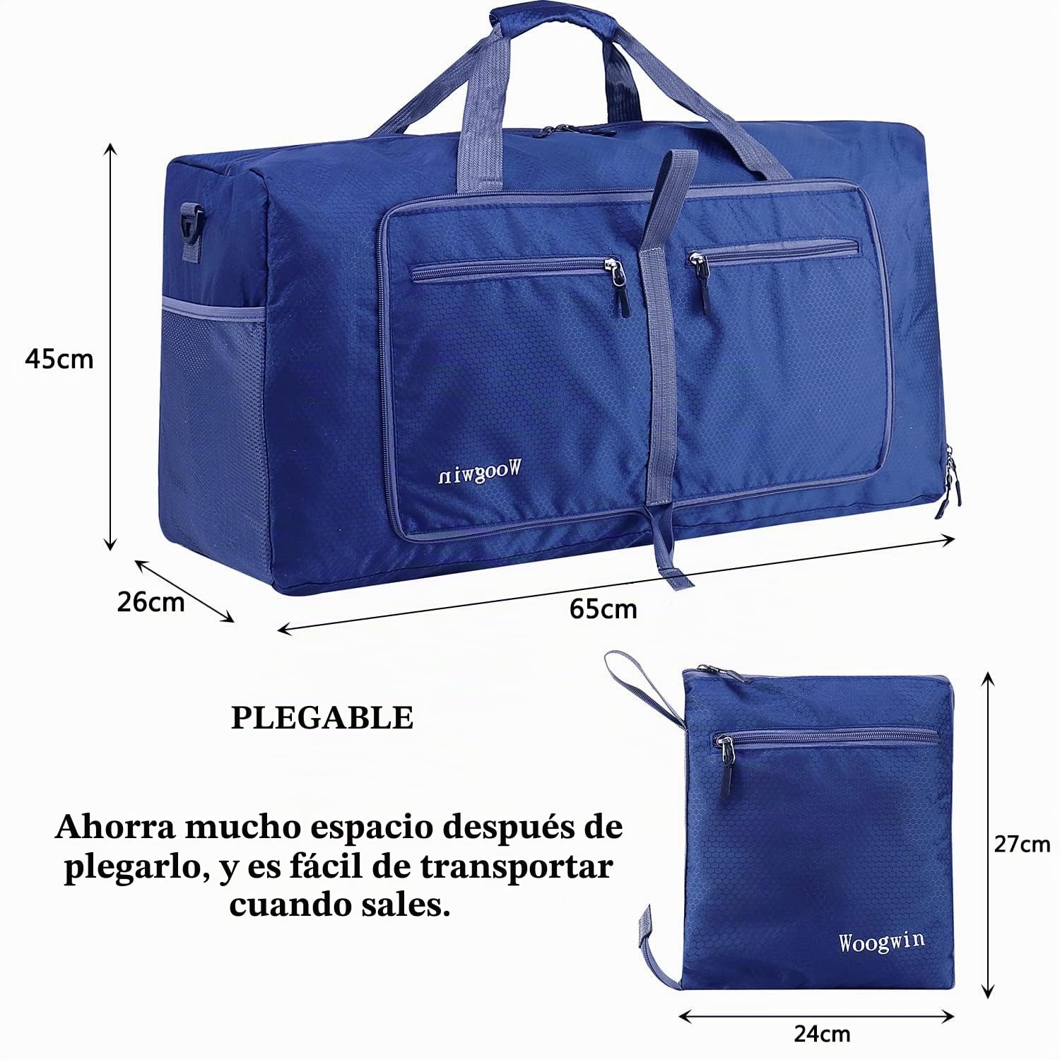 ehsbuy 60L Bolsa de Viaje Plegable Bolsa de Viaje Hombre y Mujeres Bolsa Deporte Impermeable Grande Bolso Ligero de Fin de Semana con Compartimento de Zapatos