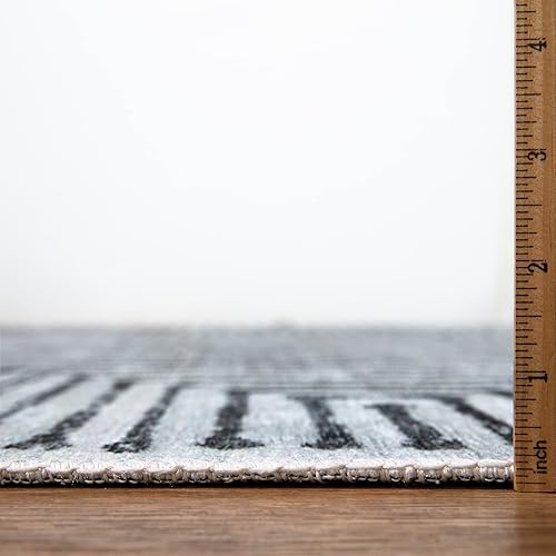 Miniatura 2 de Bloom Rugs Caria - Alfombra de pasillo lavable antideslizante de 12 pies  color marfilnegro a rayas para entrada, pasillo, baño y cocina, tamaño