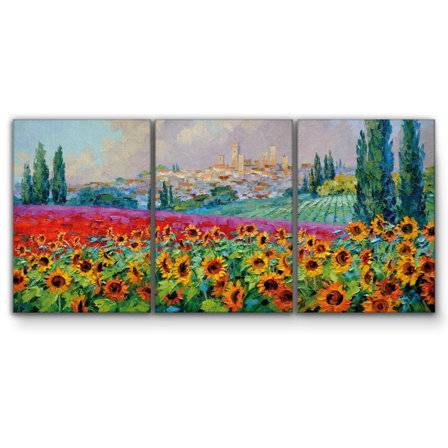 Giallobus - Große Gemälde im XXL-Format - Mikki Senkarik - Moderne Künstler – Windtänzer - Leinwand - 218x100cm | 3pcs. x 70x100cm - Moderne Gemälde für zu Hause - Bereit zum Aufhängen