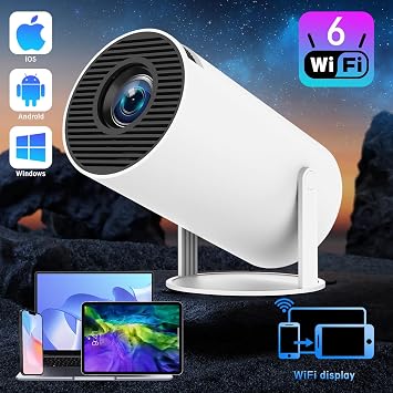 Mini Projector, HY300 PRO Portable Projector, Smart Projector Support 4K 1080P with Dual-Band WIFI6 5G Wireless 5.4 Bluetooth, 200 ANSI, Auto Keystone Correction, 35-130 Screen Video Projector