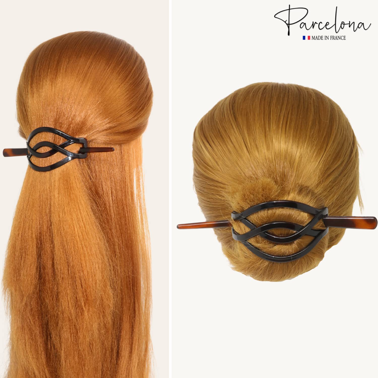 Parcelona Pasador para el pelo de tortuga francesa, color marrón
