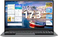 SGIN Laptop de 17,3 polegadas, laptops Windows 11 com processador Celeron I3, SSD portátil comum de 4 GB DDR3 de 128 GB, tela IPS FHD, HDMI, WiFi 5G, BT4.2, Type-C, para estudantes e negócios (preto)