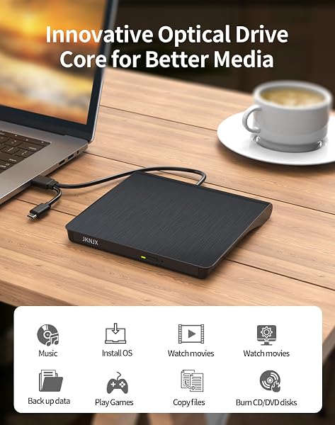 External CD/DVD Drive,High-Speed USB 3.0 and Type-C,Slim Portable Burner Writer Player Reader,CD DVD +/-RW Optical Disk Driver Compatible with Laptop Desktop PC Windows Apple Mac Pro MacBook Linux - 4