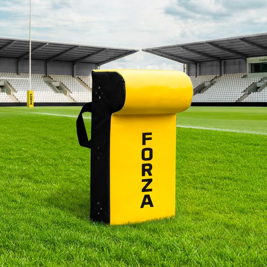 FORZA Rugby Tackle Shield with Top Wedge – High Density Foam Rugby Tackle Pad with 615gsm Waterproof Cover – Contact Training Shield for Rucking & Tackling Drills (Yellow, Junior)