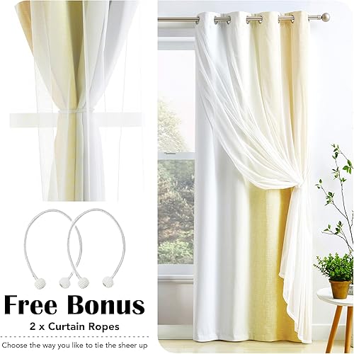 Miniatura 5 de Geomoroccan Cortinas opacas degradadas con encaje blanco, elegantes cortinas en capas, mezcla y combina con ojales con aislamiento térmico para