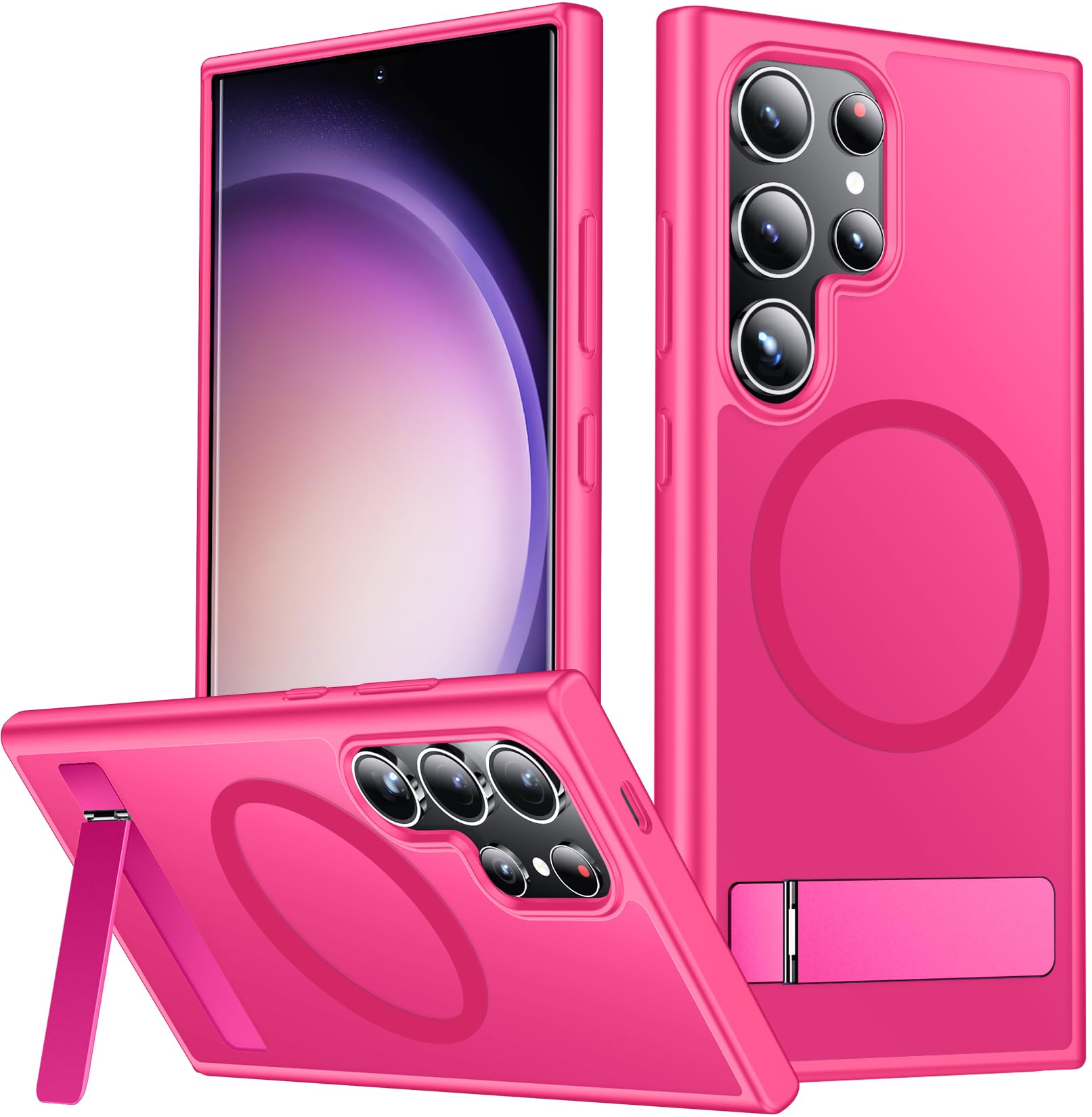 SPIDERCASE for Samsung Galaxy S23 Ultra Case, Built-in Stand, Rose Red