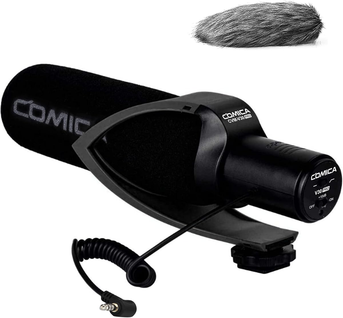 CVM-V30 Pro Camera Directional Condenser Microphone Shotgun Video Supercardioid Microphone for Canon Nikon Sony Panasonic DSLR Camera with 3.5 mm Jack (Black)