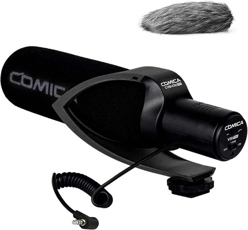 CVM-V30 Pro Camera Directional Condenser Microphone Shotgun Video Supercardioid Microphone for Canon Nikon Sony Panasonic DSLR Camera with 3.5 mm Jack (Black)