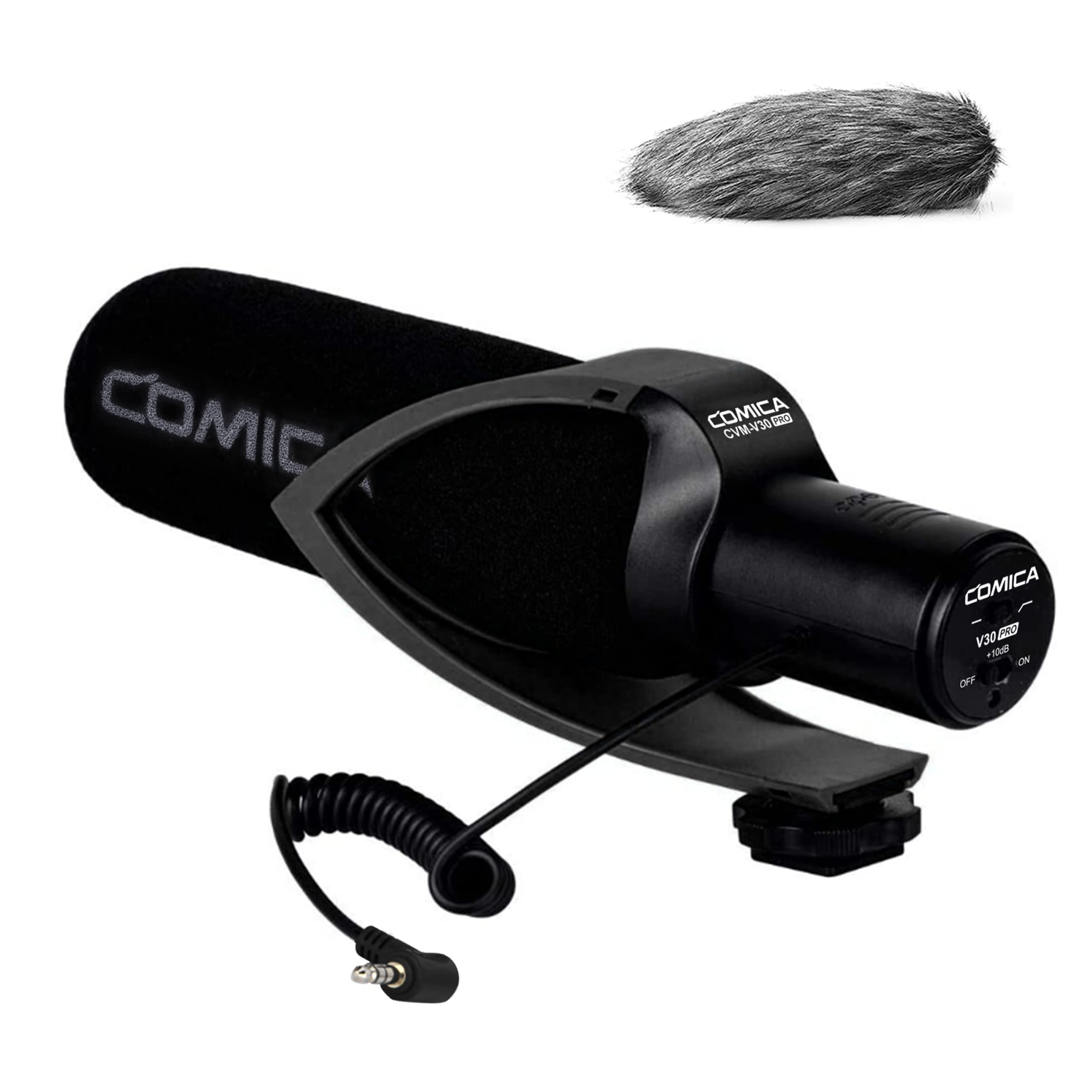 Microfono A Cannone Comica CVM-V30 Pro Per Reflex E Mirrorless, Supercardioide, Filtro Low-cut E Sensibilità Regolabile, Alimentato A Batteria