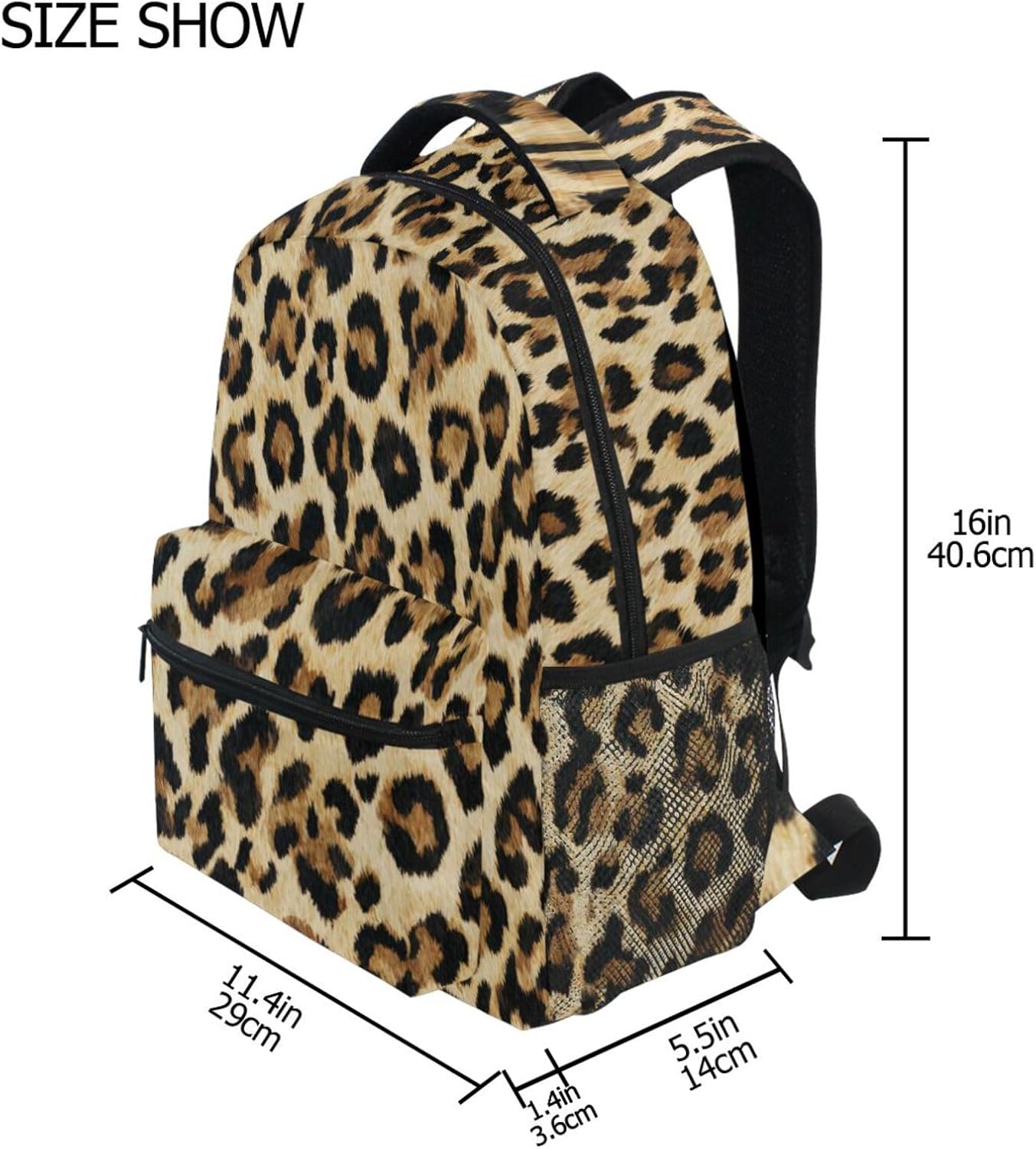 Vdsrup Vintage Leopard Print Backpack for Girls Kids Boys Chic Animal Print School Book Bag Waterproof Student Laptop Backpacks College Carrying Bags Casual Durable Lightweight
