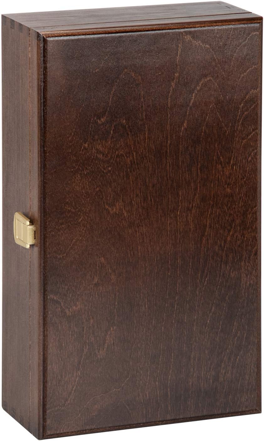 Double Bottle, Wooden Luxury Gift Box for Wine Champagne or Whisky (Brown) Wine NOT Included, 35x20x9.5 centimetres