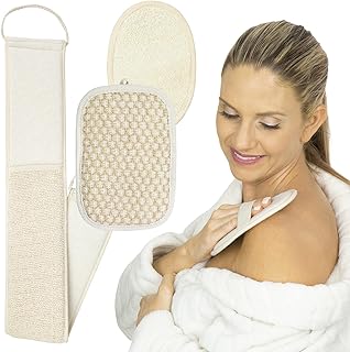 Vive Loofah Exfoliating Body Back Scrubbers for Use in Shower (3 Set) - Loofah Sponge Pads and Body Scrubber, Deep Clean and Invigorate Your Skin for Men, Women and Elderly - Soft Luffa with Soap