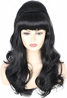 Women Wigs Black Beehive Wigs Bouffant Wig Long Wavy Halloween 60s 70s Costume Party Wig - Buy now