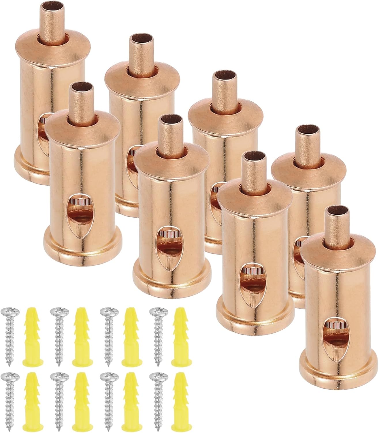 MECCANIXITY 8 Set Cord Grip Adjuster for 1/16"-1/8" (1.5-3.5mm) Cable, Adjustable Steel Wire Rope Locking Clamp Connector with Mount Screw Kit for Chandelier DIY Lighting, French Gold Tone