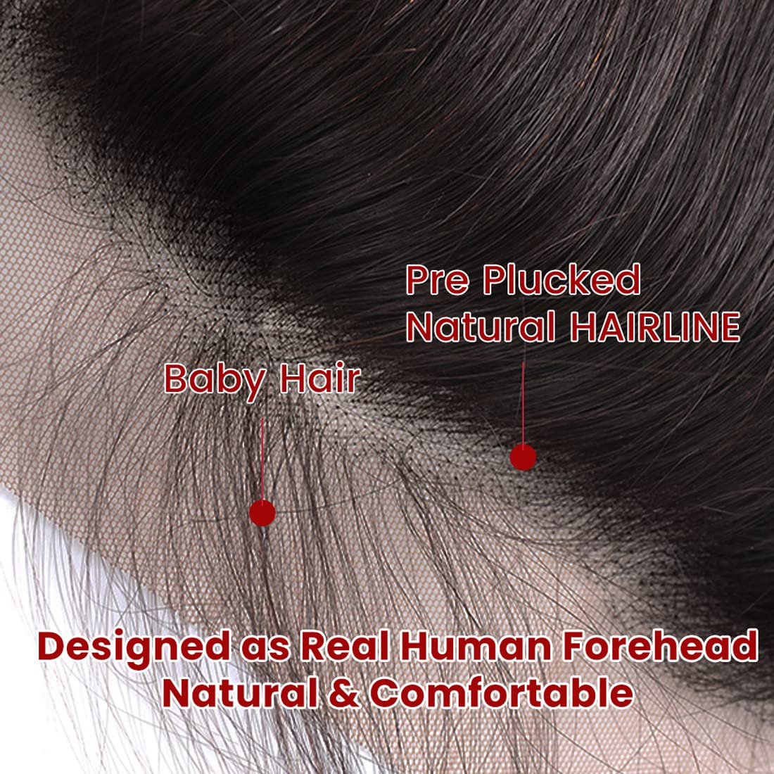 13x4 Lace Frontal Transparent Lace Closures Human Hair Frontal Closure Pre Plucked with Natural Hairline Body Wave Free Part Ear to Ear Brazilian Hair for Women 12 Inch - Image 4