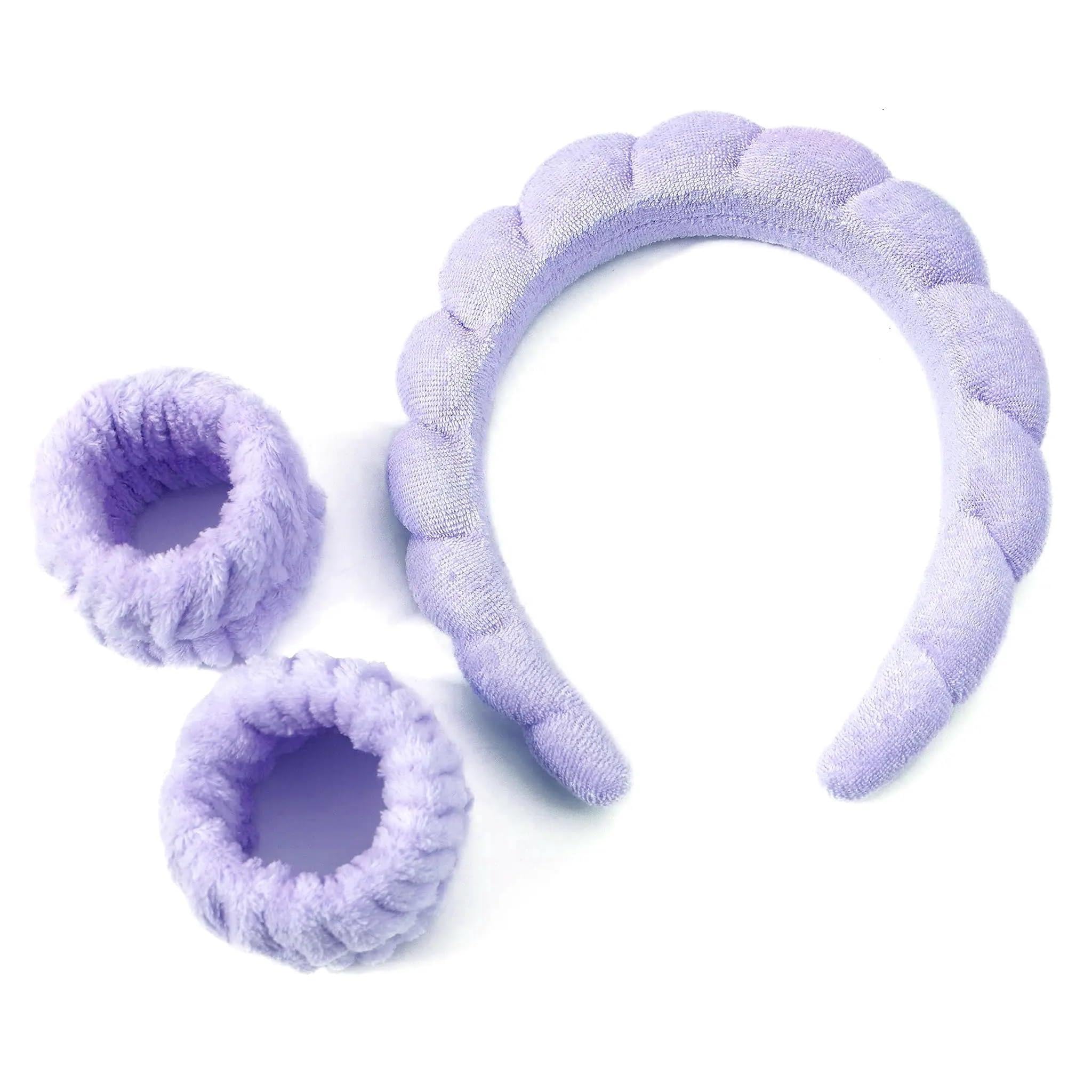 3pcs pink color headband for women and girls Spa headband Facial headband Spa hair band Skincare headband Spa head wrap Terry cloth headband-image-36
